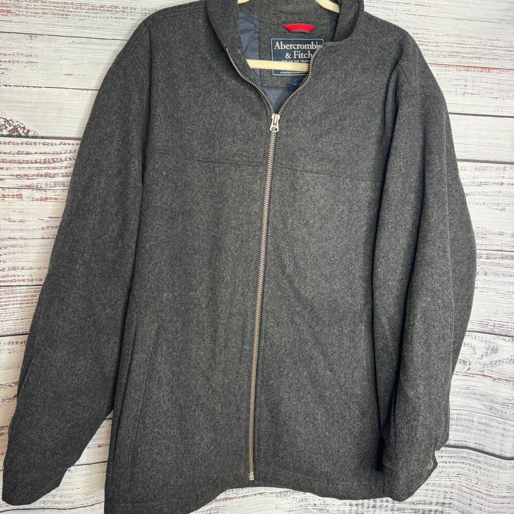 Abercrombie & Fitch Men’s XL Wool Blend Gray Zip Up Jacket Full Zip Classic